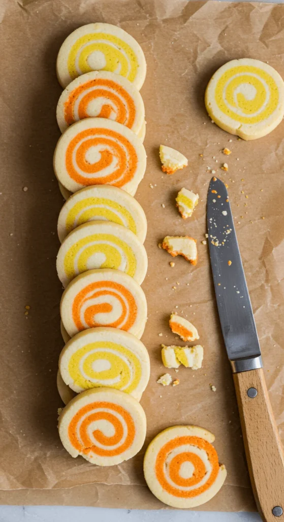 Candy Corn Swirl Pinwheels