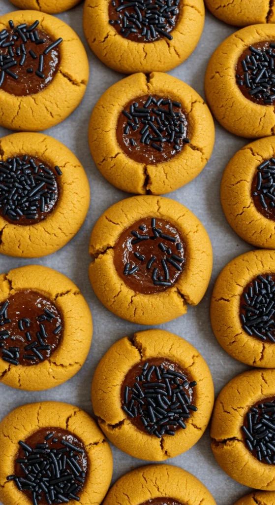 Sprinkle-Dipped Pumpkin Thumbprints